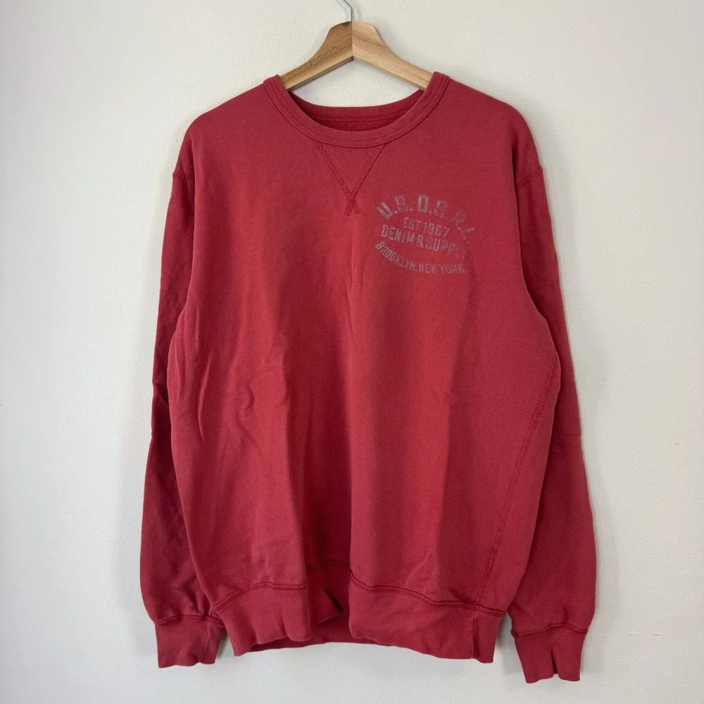 Vintage Polo Ralph Lauren Denim Supply Graphic Red Sweatshirt - Medium